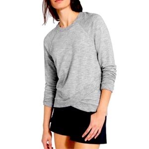 Athleta Gray Criss Cross Pullover Sweatshirt S T